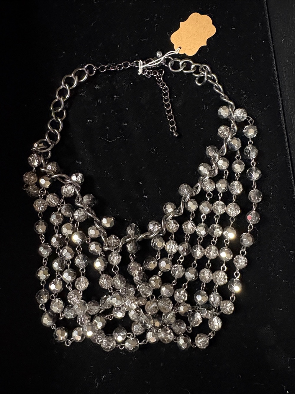 Premier Designs Silver Crystal Cascade Bib Necklace